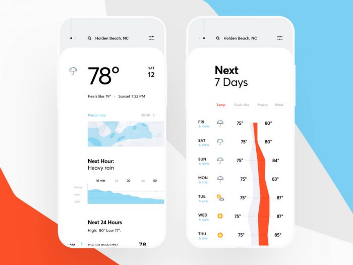 20+ Beautiful Weather App UI Design ~ Free Fonts Download