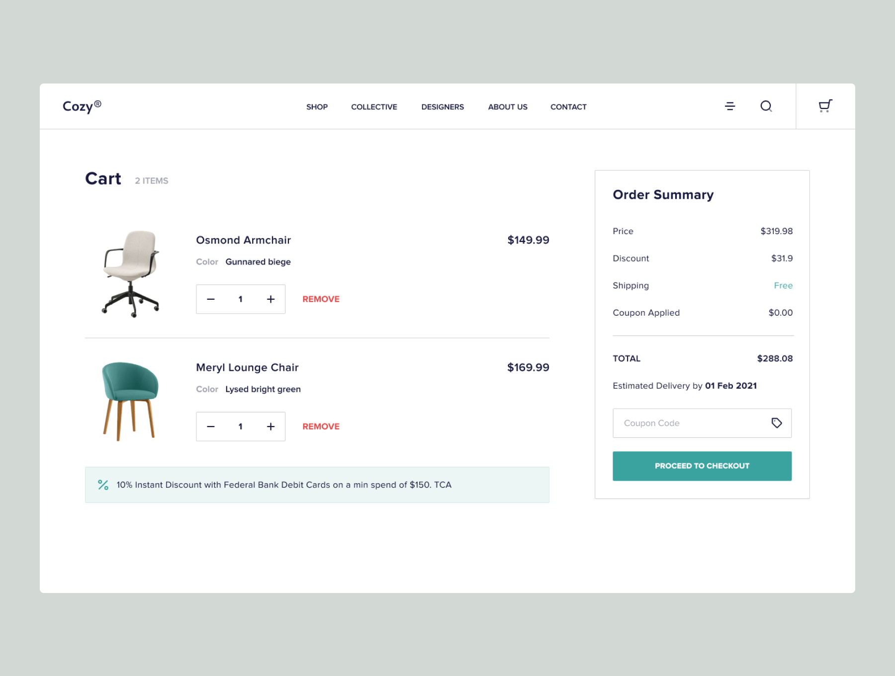 Modern Furniture Website Design Free - UI Freebies