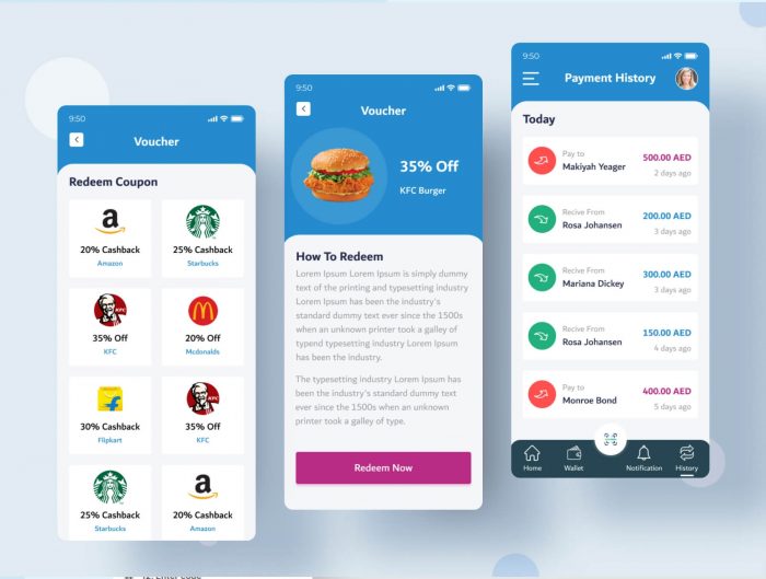 Online Wallet App UI Kit Free - UI Freebies