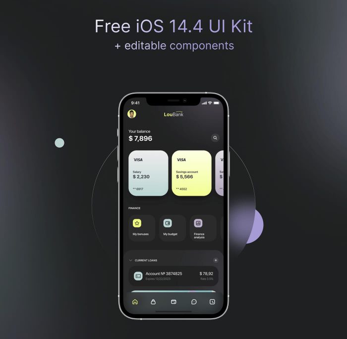 Banking App iOS UI Kit Free - UI Freebies