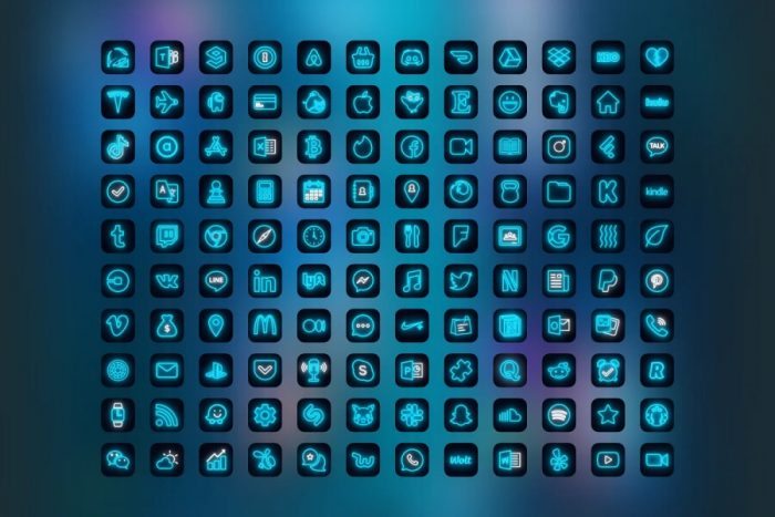 Neon Blue App Icons ~ Free Fonts Download
