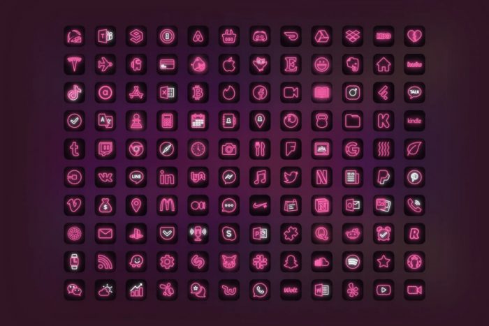 Neon Pink Icons | Neon Pink App Icons - UI Freebies