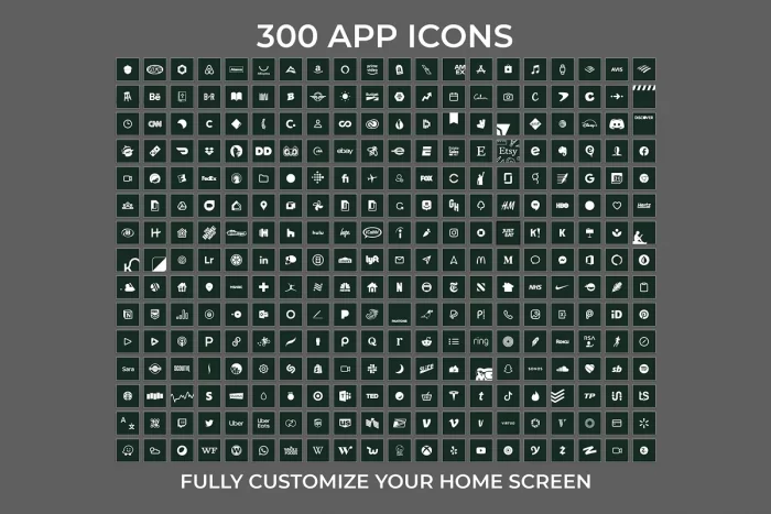 Dark Green App Icons | Dark Green Icons - UI Freebies