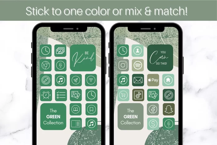 Green App Icons IOS 14 ~ Free Fonts Download