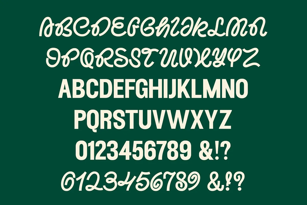ED Nimpkish font alphabet, numbers and glyphs