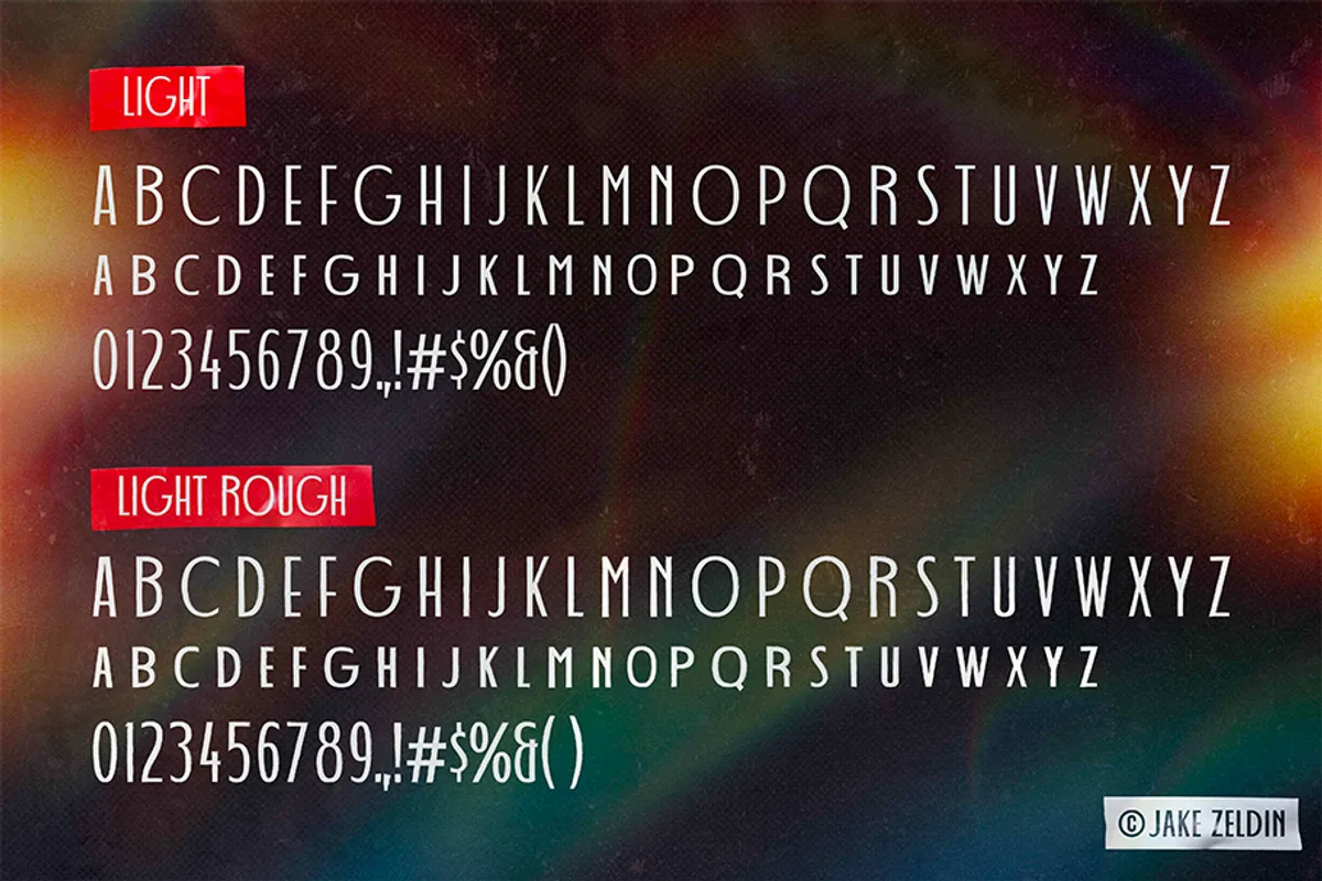 FiftyFour font alphabet, numbers and glyphs