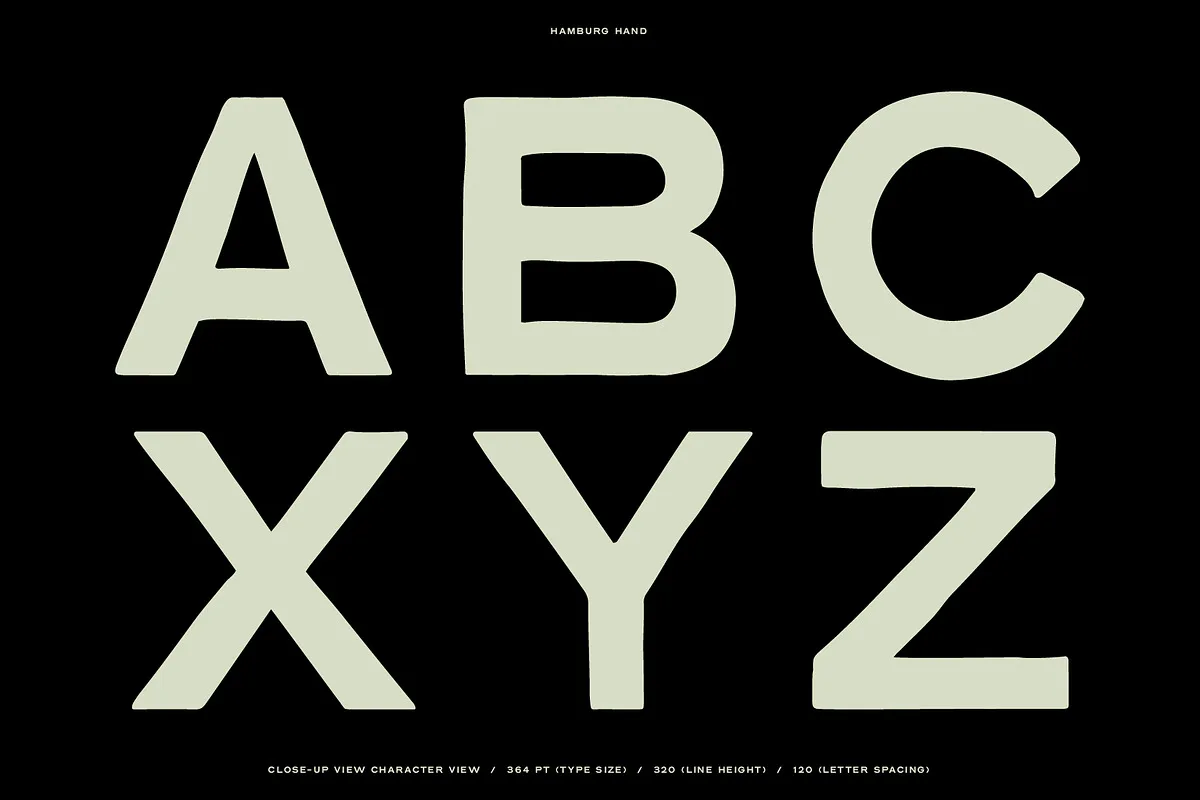 Hamburg Hand font alphabet, numbers and glyphs