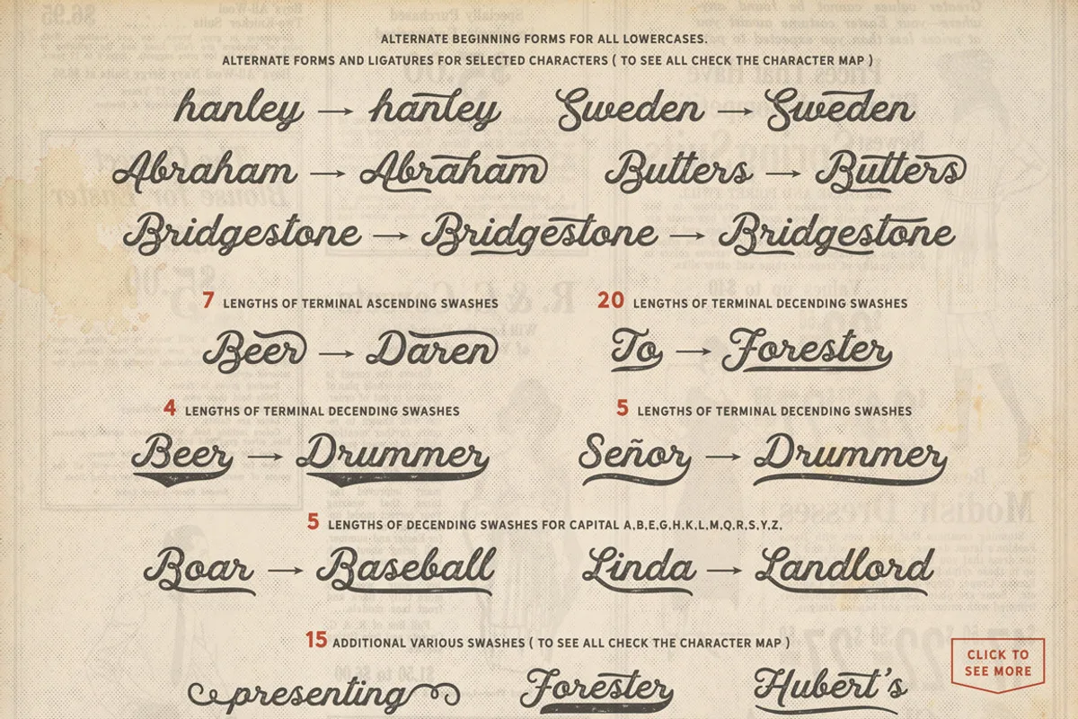 Hanley Rough Font Collection font alphabet, numbers and glyphs