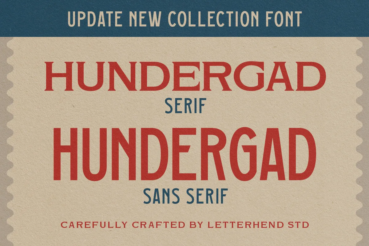 Hundergad font alphabet, numbers and glyphs