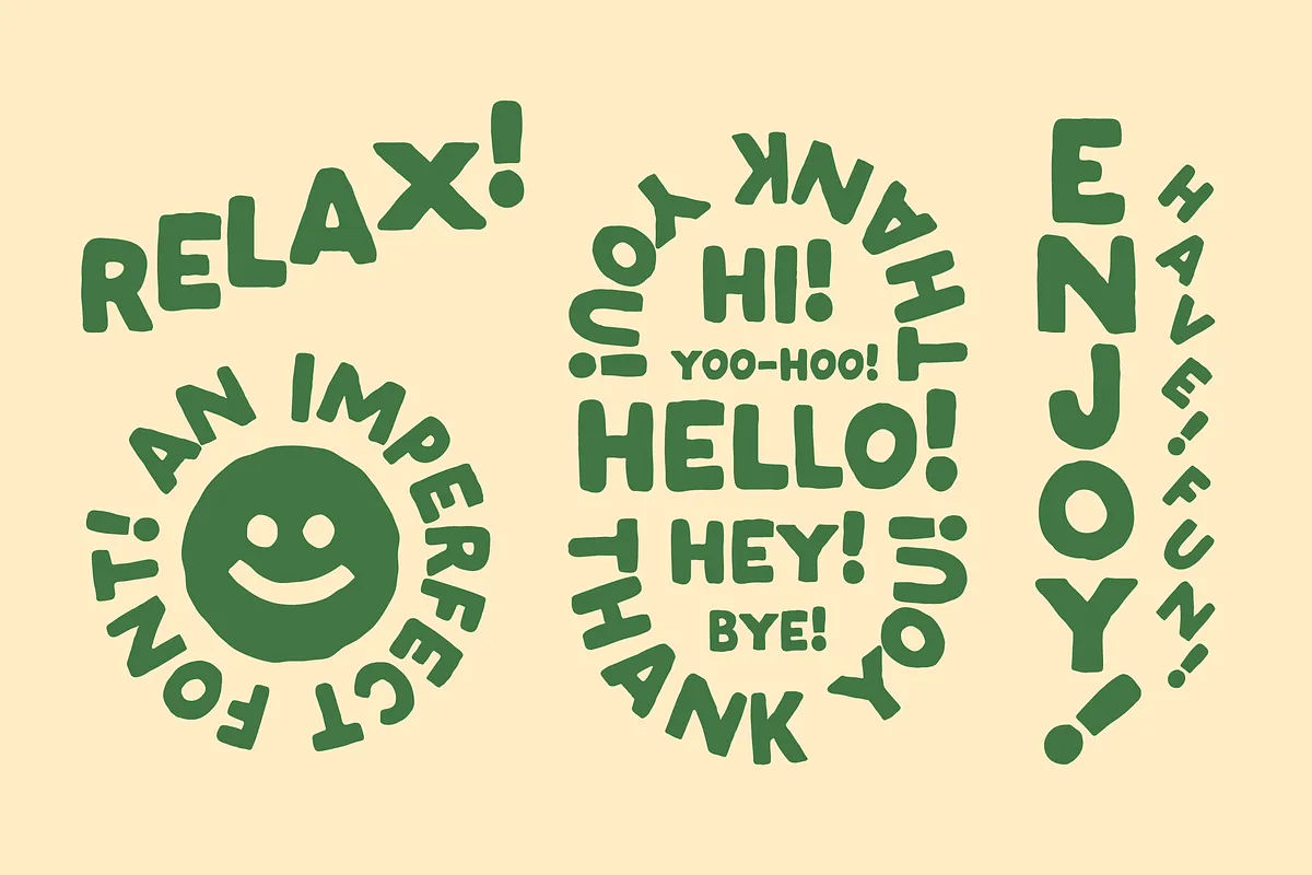 Imperfect Font Imperfect font alphabet, numbers and glyphs