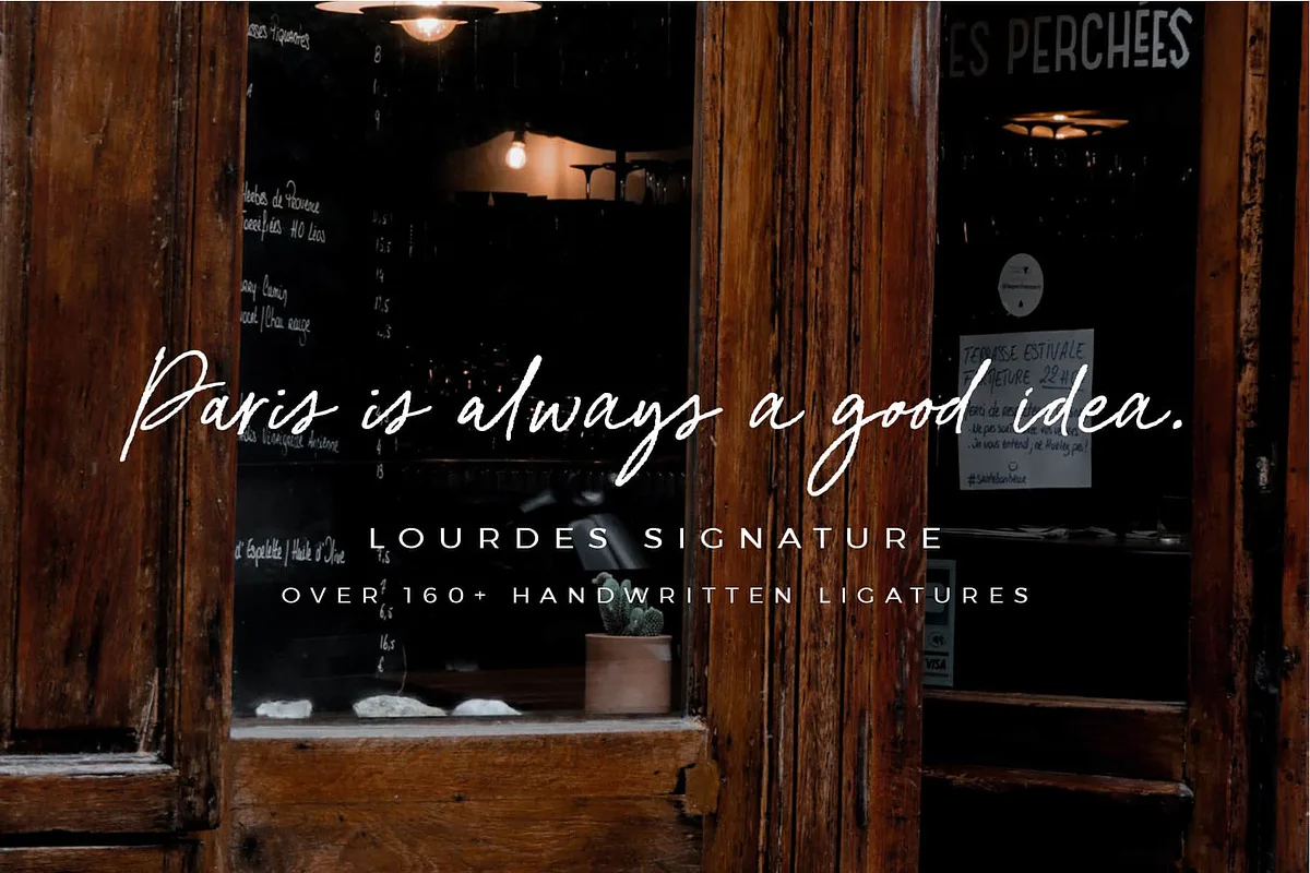 Lourdes Signature Font Lourdes Signature font alphabet, numbers and glyphs