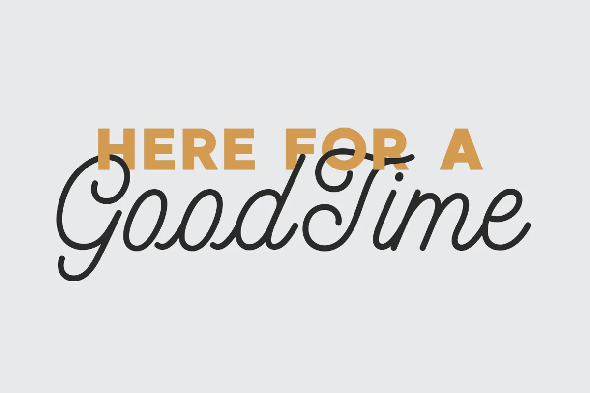 Made GoodTime font alphabet, numbers and glyphs
