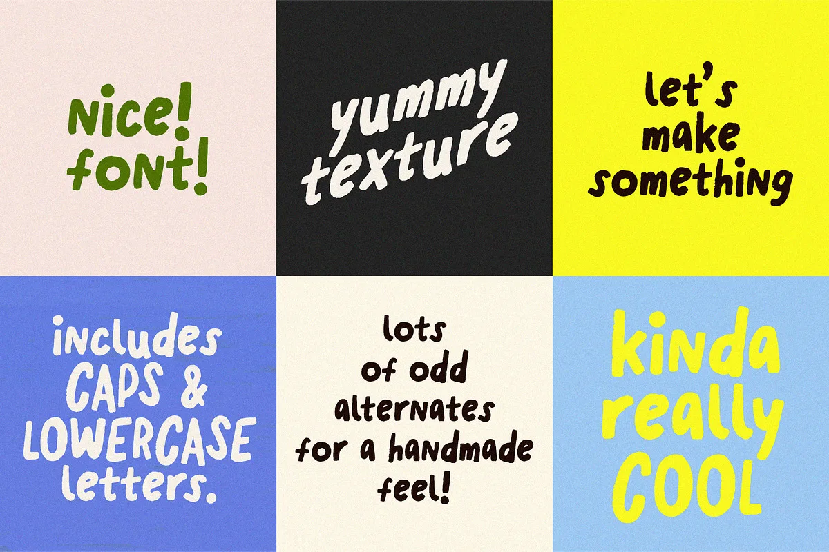 Notie font alphabet, numbers and glyphs