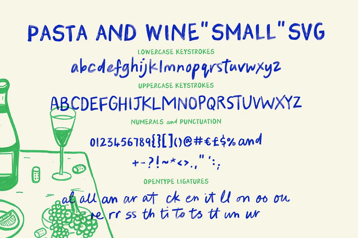 Pasta and Wine Font Pasta and Wine font preview — sample text