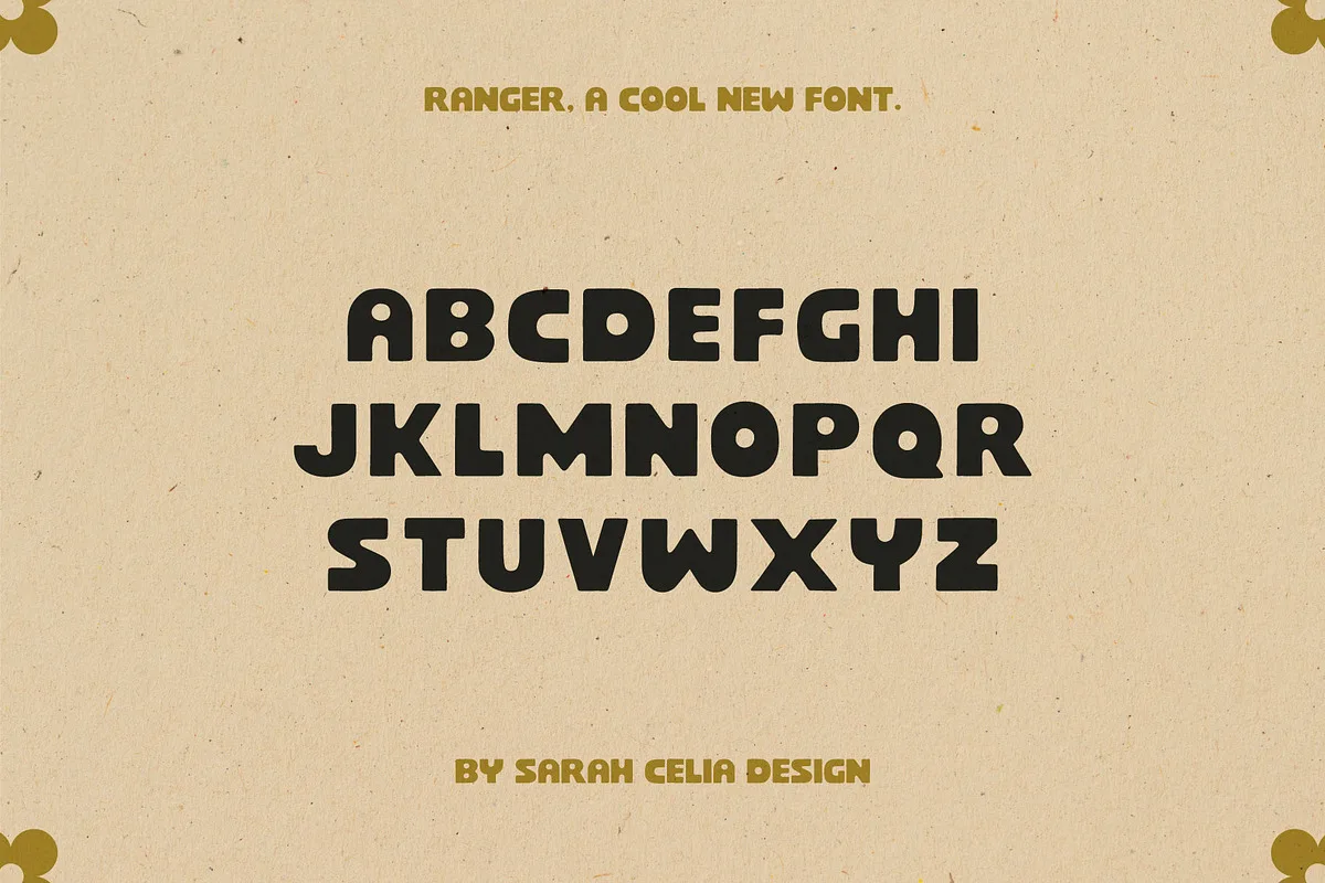 Ranger font alphabet, numbers and glyphs