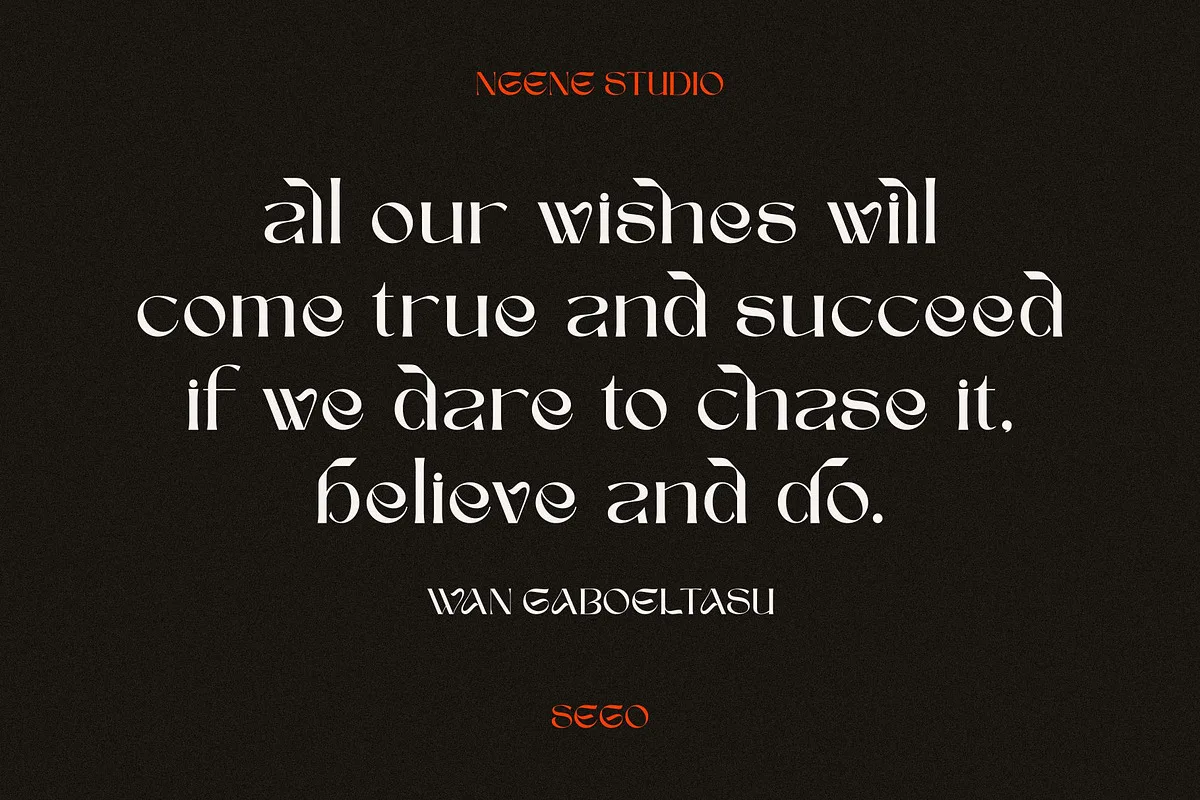 Sego font style preview