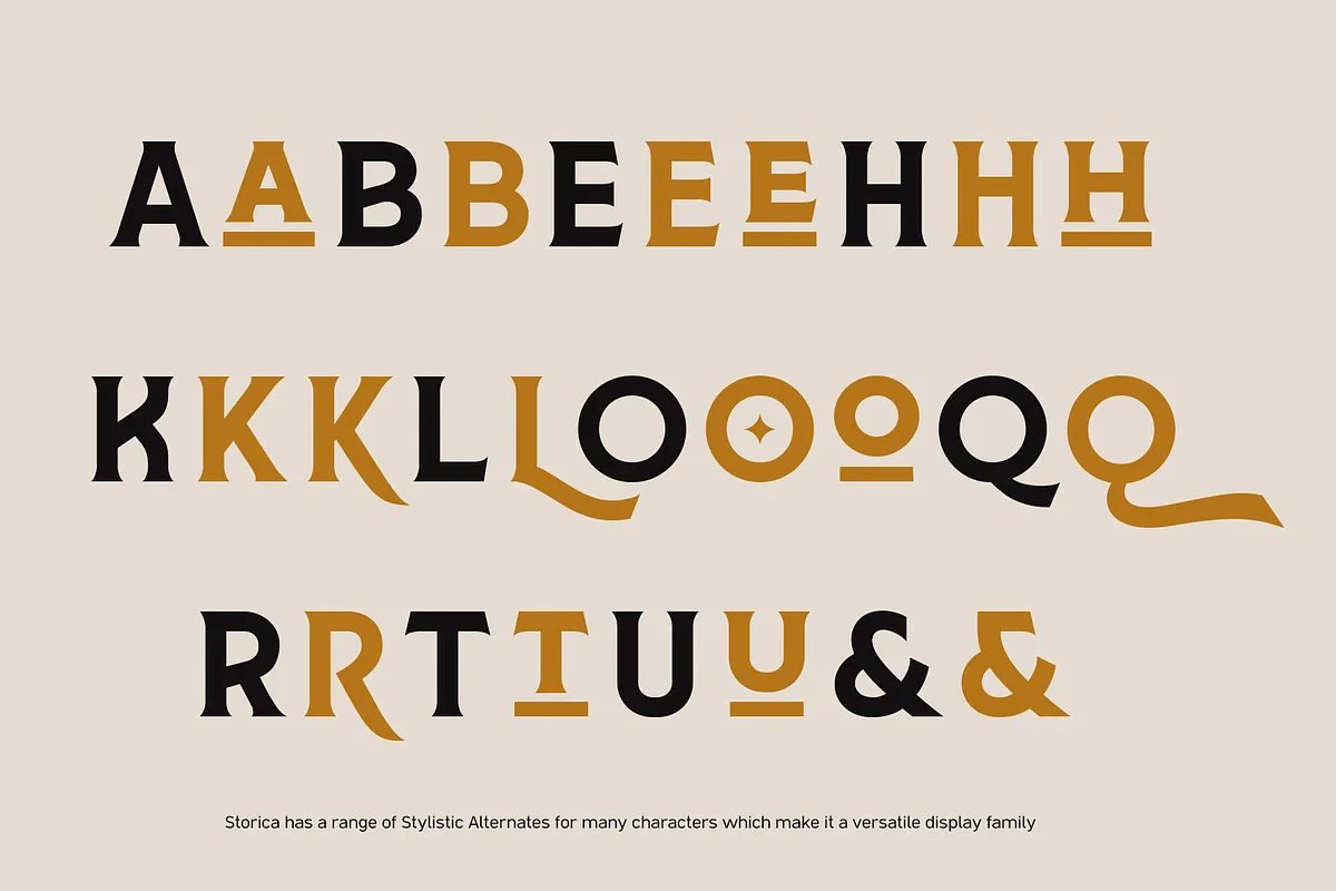 Storica Font Storica font alphabet, numbers and glyphs