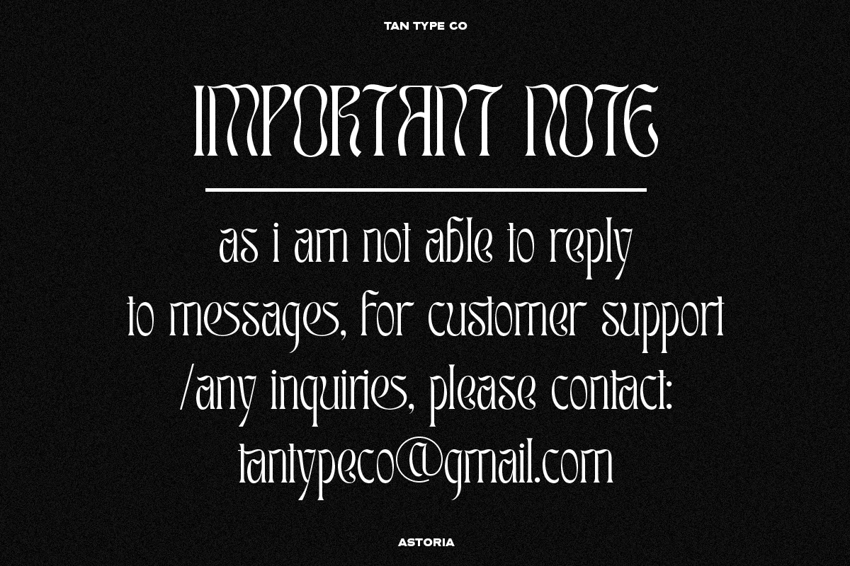 Tan Astoria font detail preview