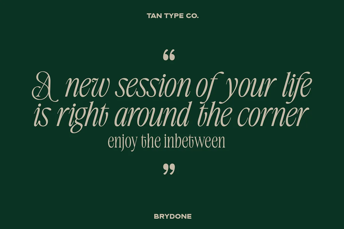 TAN BRYDONE font alphabet, numbers and glyphs