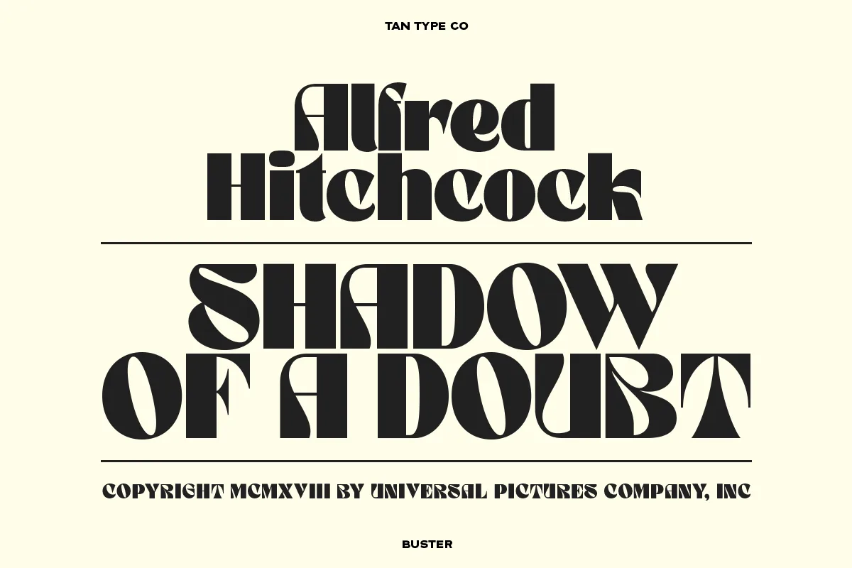 Tan Buster font preview — sample text