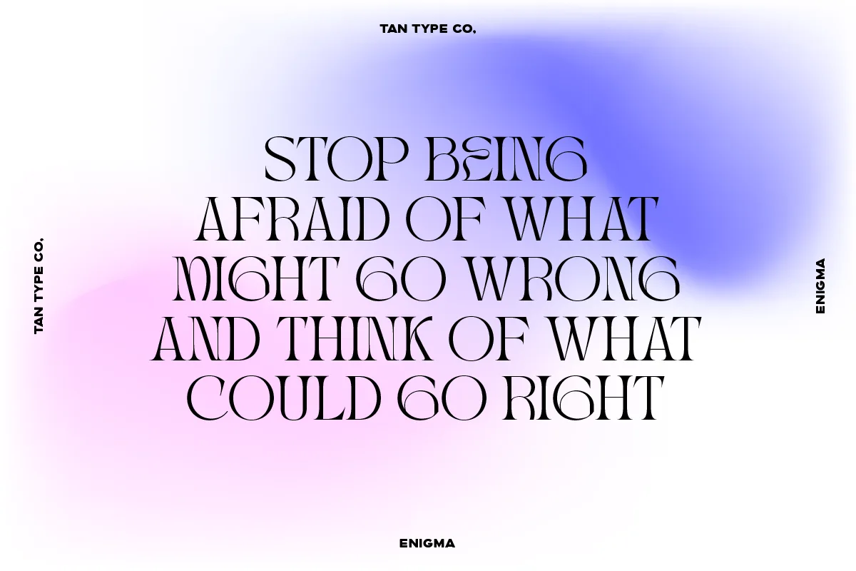 Tan Enigma font preview — sample text