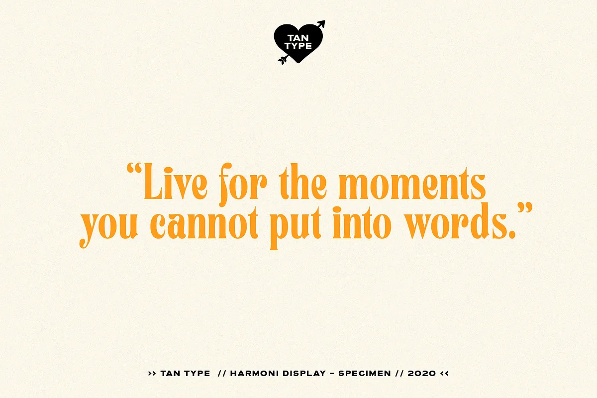 Tan Harmoni font preview — sample text