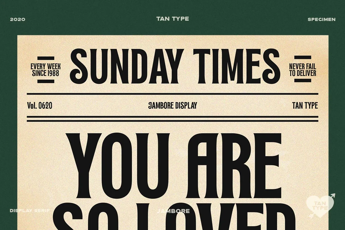 Tan Jambore font preview — sample text
