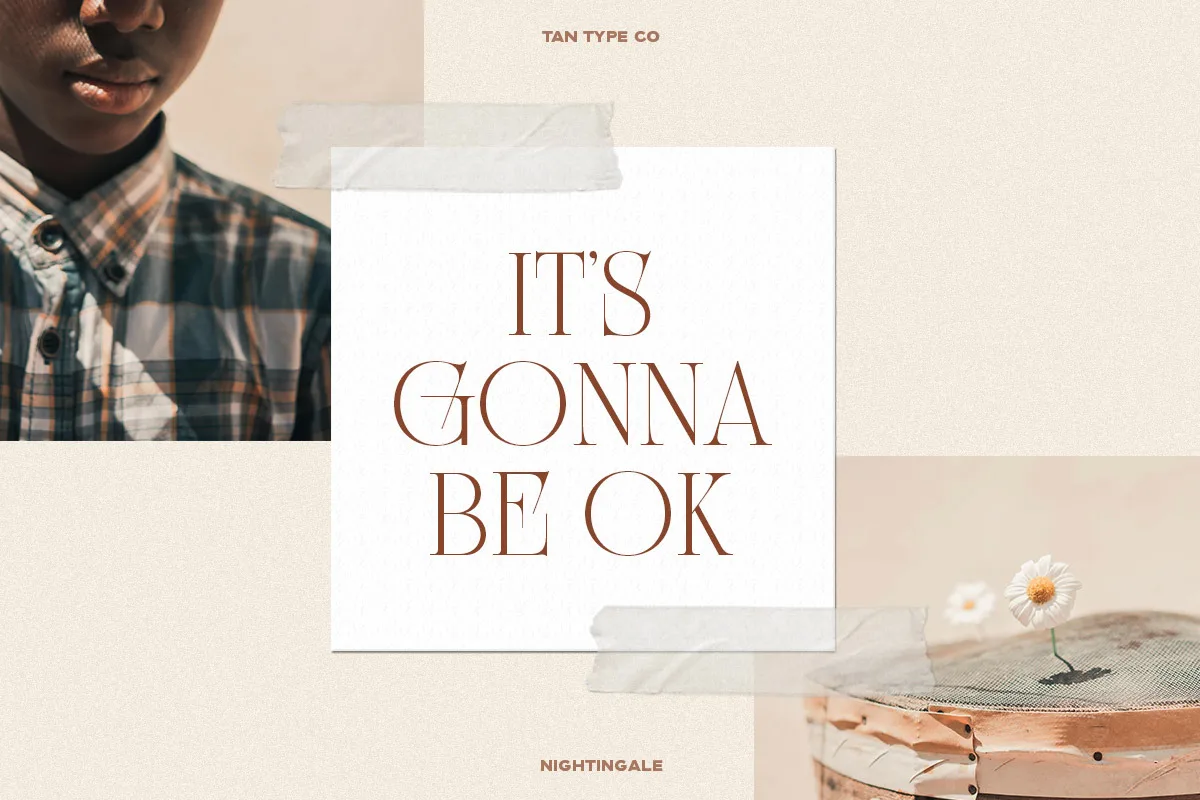 Tan Nightingale font used in a design mockup