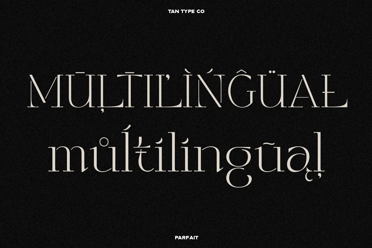 Tan Parfait font alphabet, numbers and glyphs