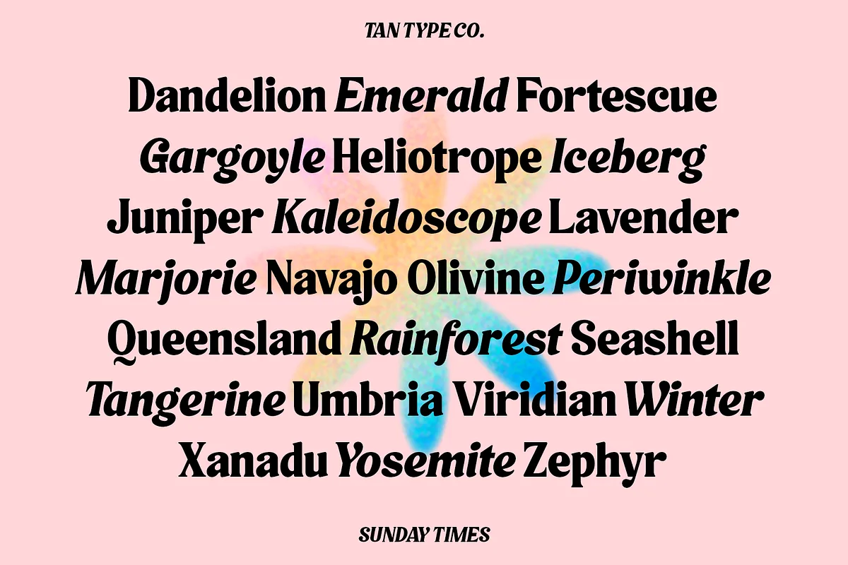 Tan Sunday Times font preview — sample text