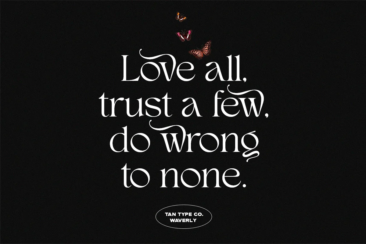 Tan Waverly Font Tan Waverly font used in a design mockup