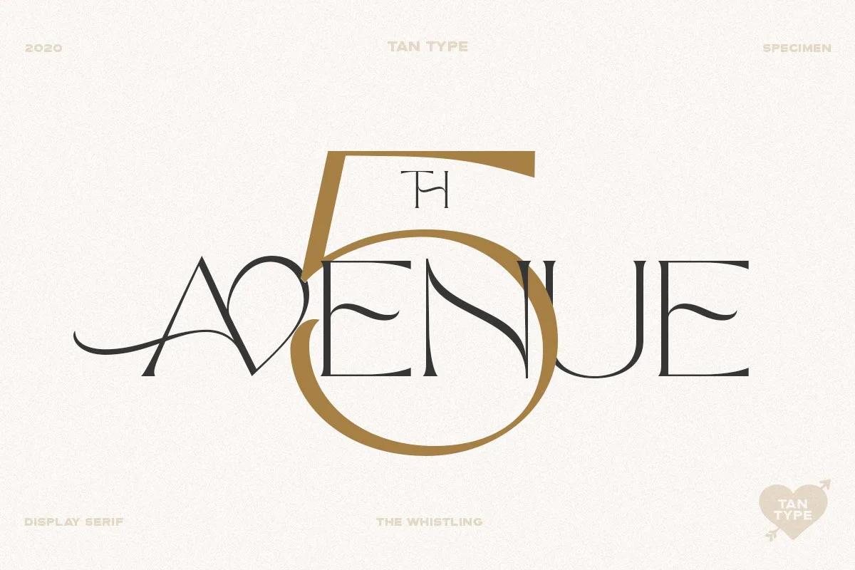 Tan Whistling font alphabet, numbers and glyphs