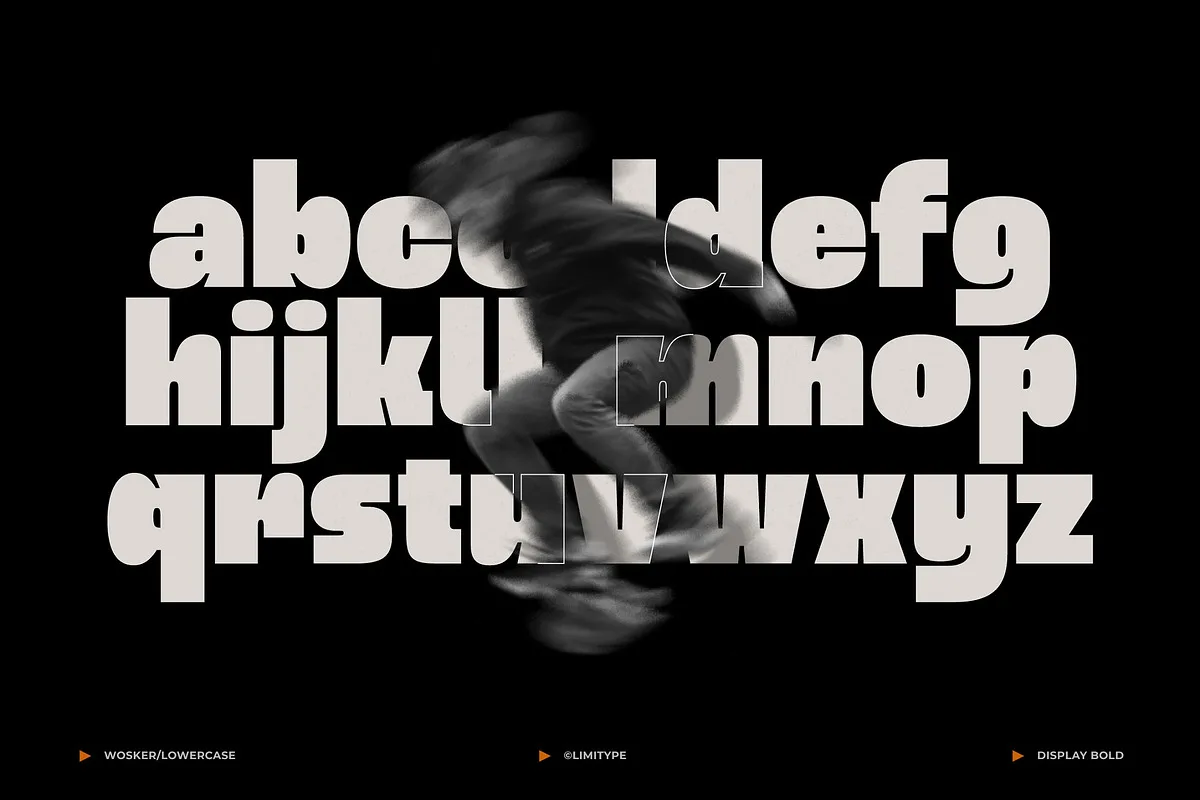Wosker font alphabet, numbers and glyphs